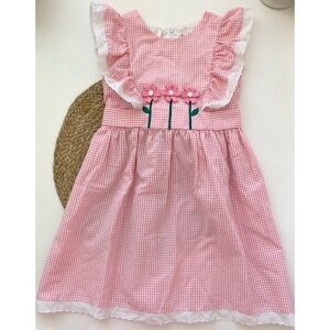 LITTLE BITTY Little Girl’s Gingham Flower Apron Dress - 6X